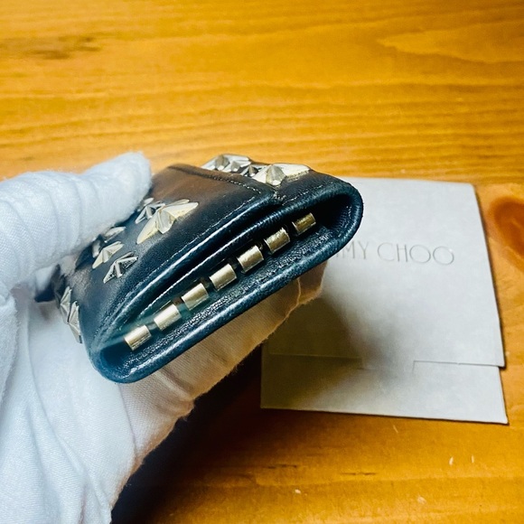 EUC Jimmy Choo Starred Studded Black Neptune Leather 6 Key Ring Case - Picture 9 of 17